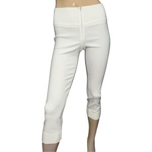 Liviana Conti Women’s Size 40 S White Zip Front Stretch Capri Trouser Pants